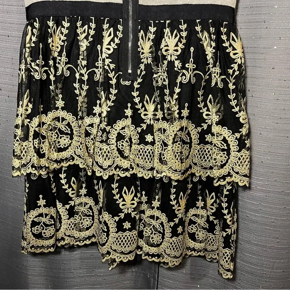 TM by Truly Me Glittery Gold/Black Dress Sleeveless With Stylish Shoulder Straps